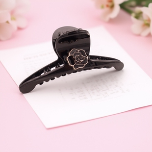 大号抓夹马尾发夹山茶花黑色经典 优雅韩国发饰好用百搭盘发卡夹子