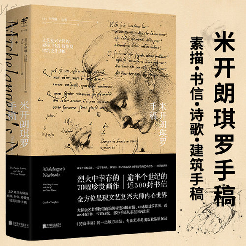 【正版】米开朗琪罗手稿 卡罗琳沃恩著西方艺术大师文艺复兴三杰之一米开朗基罗绘画手稿与教皇的天花板鉴赏书籍