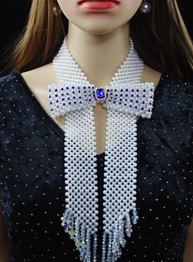 欧美新款珍珠项链女蝴蝶领结项圈