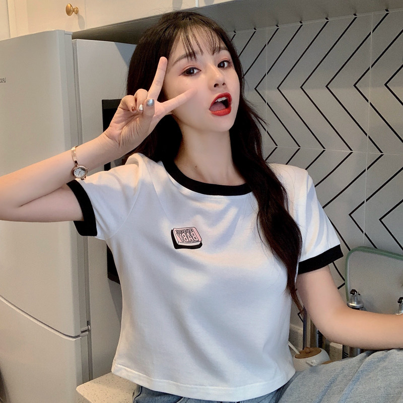 Summer new round neck printed short T-shirt women's short sleeve top best friend