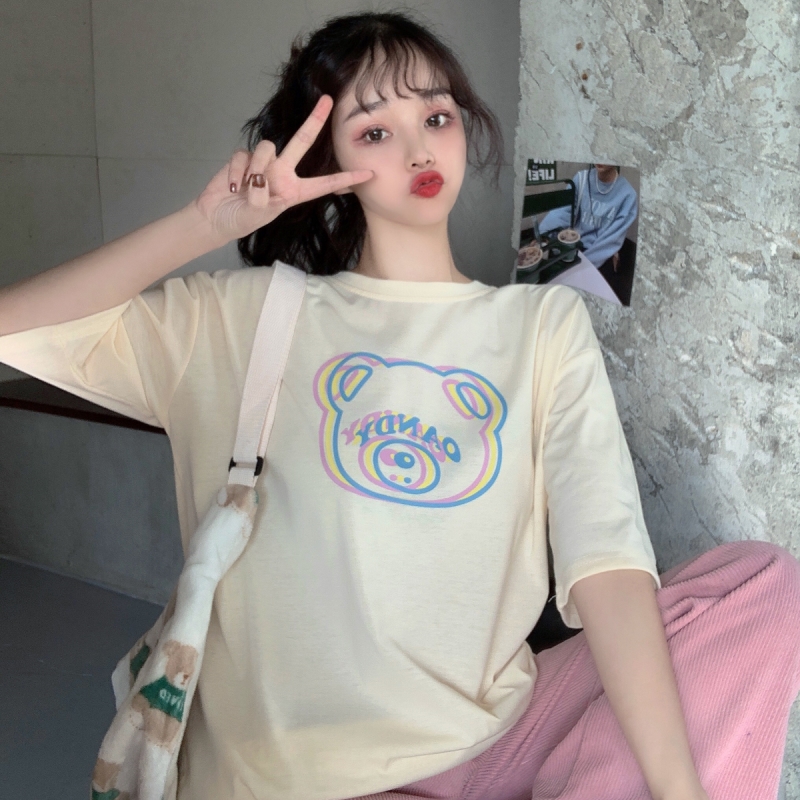 實拍實價#t恤女上衣閨蜜裝2021夏季韓版學生寬鬆半袖體恤ins潮