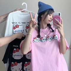 Real shot real price summer Korean T-shirt lovers' dress I cat short sleeve student loose half sleeve top