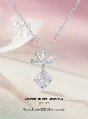 S925纯银蝴蝶结项链女款