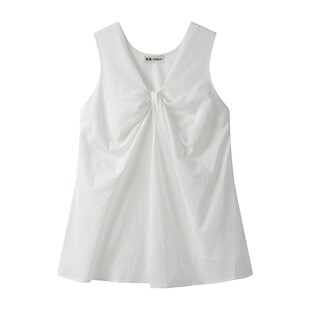 大码 上衣 韩系设计感正反两穿v领背心女夏外穿胖mm宽松巨显瘦无袖