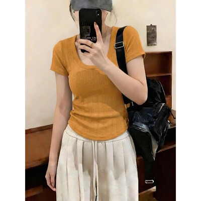 2026新款南瓜橘大码显瘦女T恤