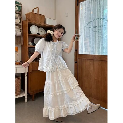 2026春盐系温柔蕾丝泡泡袖衬衫