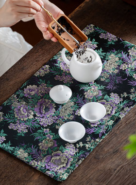织锦中式双面提花茶席