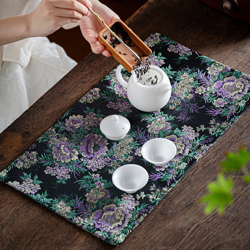 织锦中式双面提花茶席