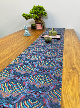 新中式茶台云锦桌布桌旗中国风禅意茶席云锦缎双面布艺茶桌垫