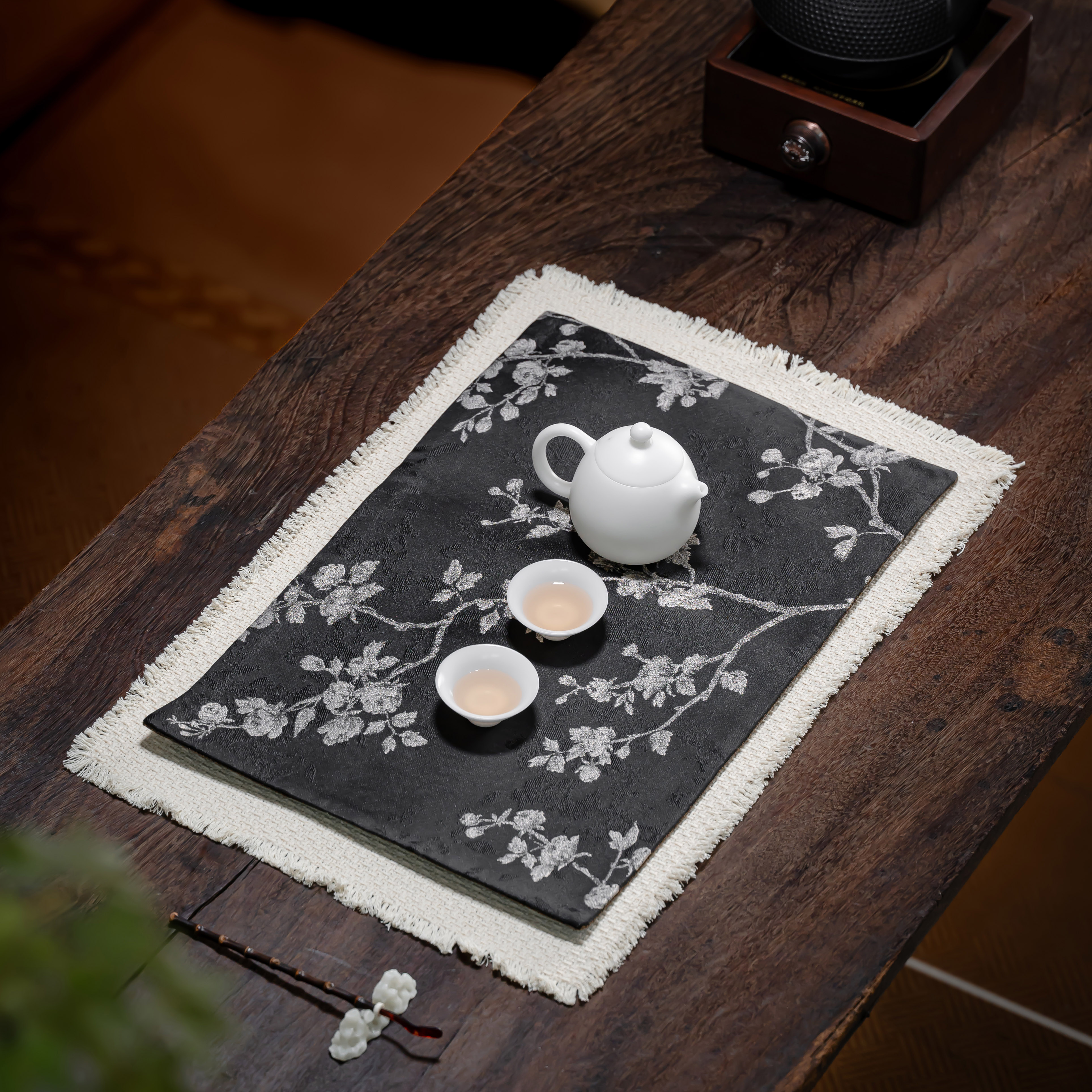 繁花茶席中式轻奢禅意流苏干泡席隔热桌布垫子复古