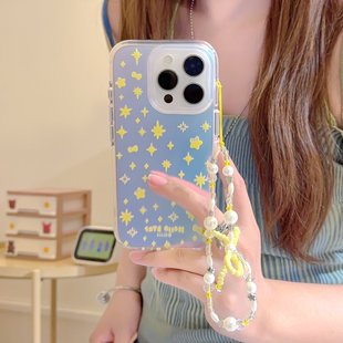 潮牌家数码 iPhone14pro手机壳13圆边防摔保护套 韩系ins镭射渐变满屏星星适用于苹果16 15promax