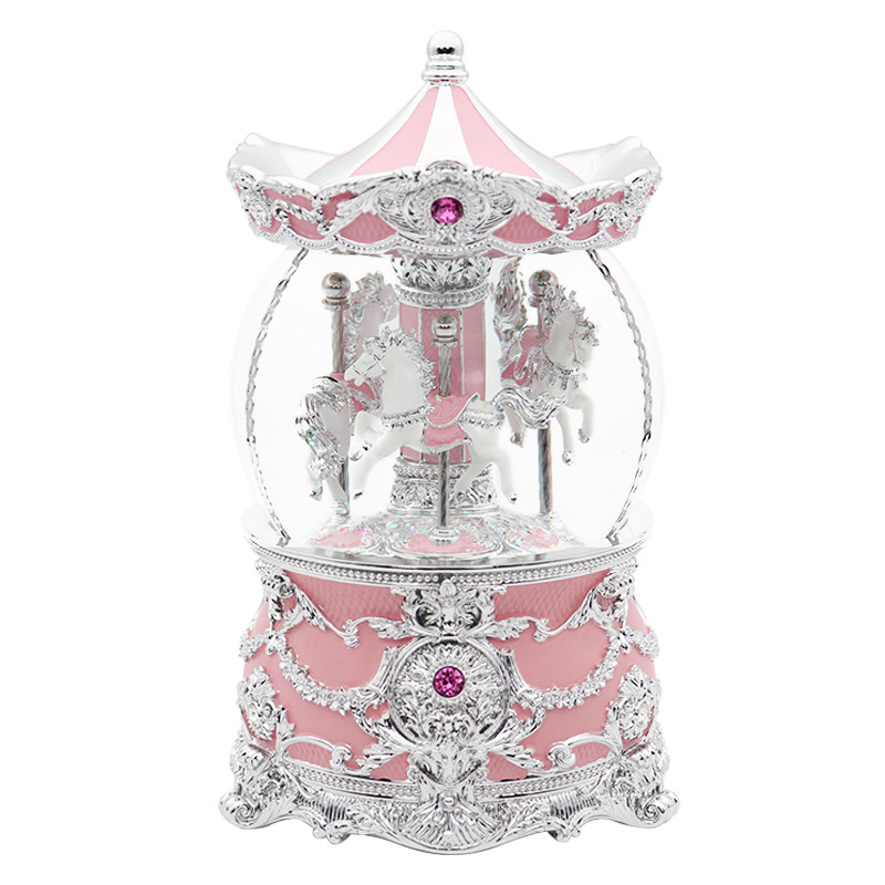 JARLL 수정 구슬 오르골 회전 목마 오르골 하늘 도시 소녀 소녀 여자 친구 생일 선물
