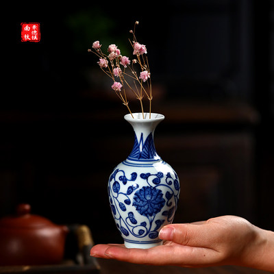 景德镇复古陶瓷茶桌手绘插花瓶