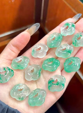 天然非洲翠高冰飘花如意锁