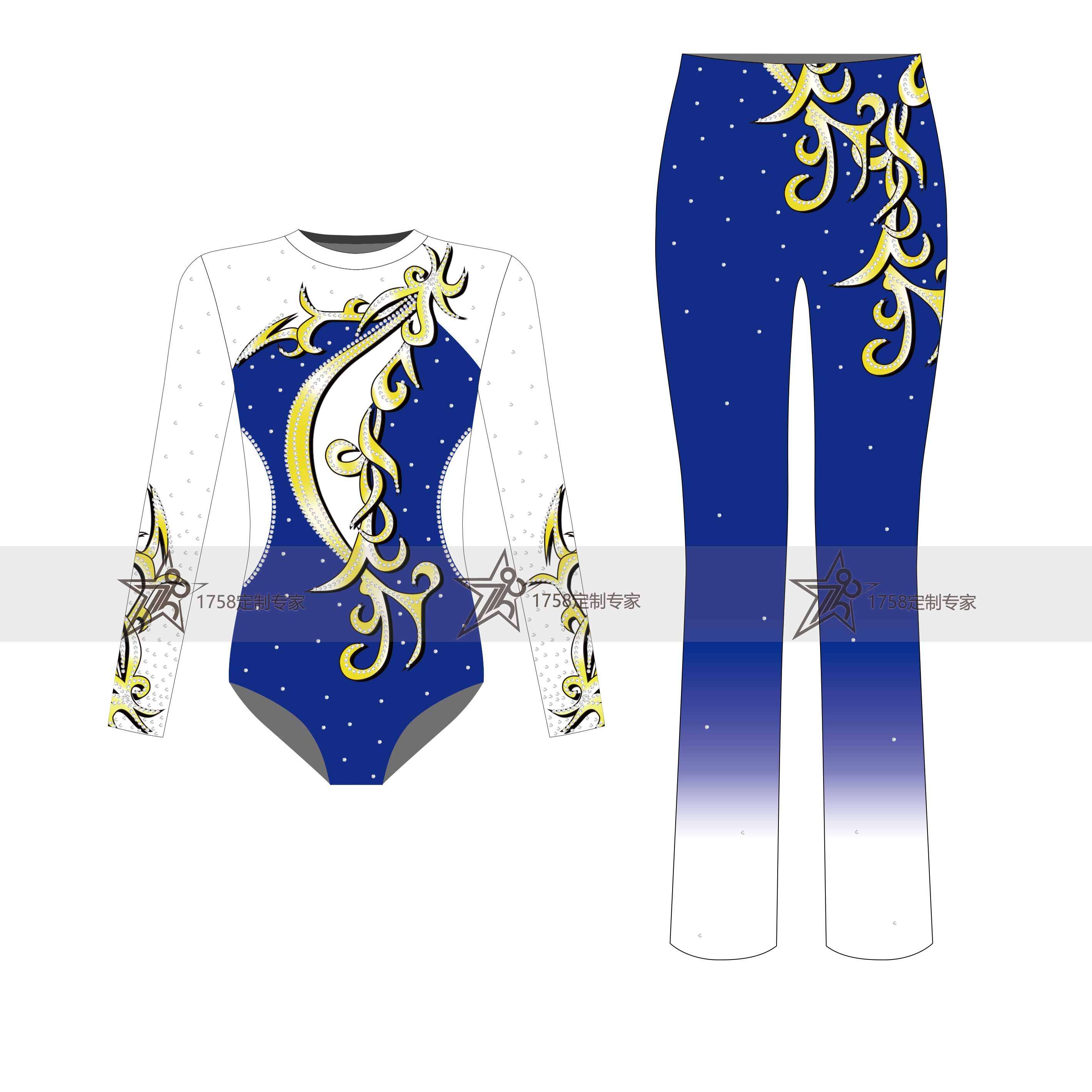 1758品牌上海定制有氧健美操比赛服装竞技体操服男女表演服A49946