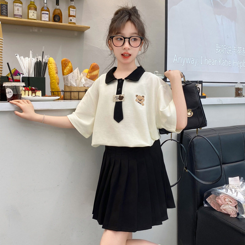 女童夏季学院风套装韩版小熊PO儿童运动套装