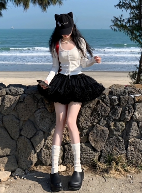 2025年新款爆款黑色tutu裙成人网纱短裙芭蕾风松紧腰蓬蓬裙半身裙