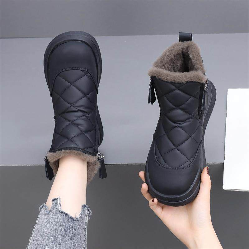 真皮厚底雪地靴女2024冬季新款时尚加绒加厚保暖棉靴轻便休闲短靴,女鞋,时尚雪地靴,淘宝优惠券,粉丝福利购,淘宝优惠卷