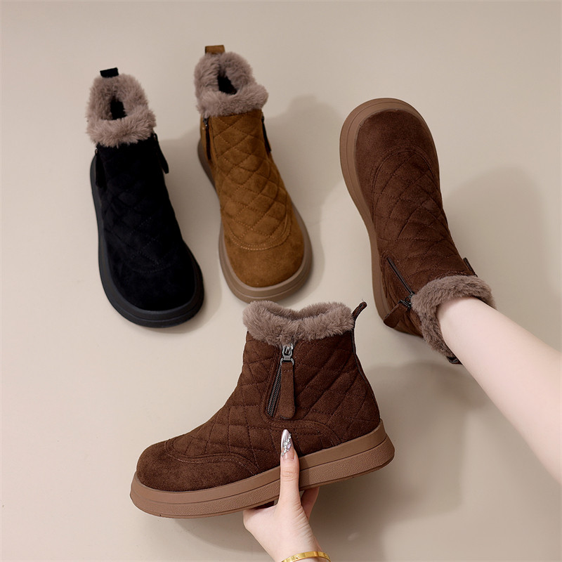 时尚毛绒厚底短筒雪地靴女防寒靴