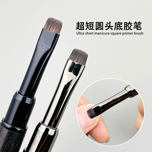 美甲笔刷小方圆底胶笔檀木日式短毛刷胶光疗笔美甲封层涂色胶笔刷