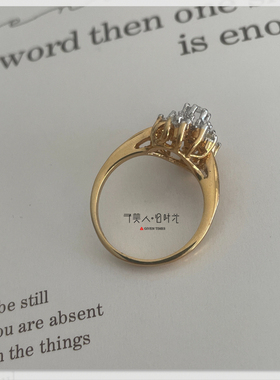 雪花白钻花形戒指 予美人vintage