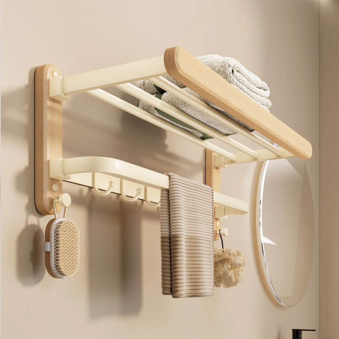 原木奶油风毛巾架实木高端卫生间浴巾置物架洗手间浴室厕所免打孔,家装主材,卫浴五金组合套装/挂件套餐,淘宝优惠券,粉丝福利购,淘宝优惠卷