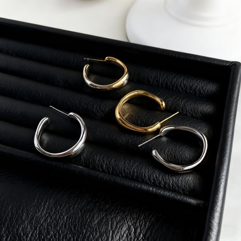 云岛有羊通勤百搭C型耳圈耳钉潮~