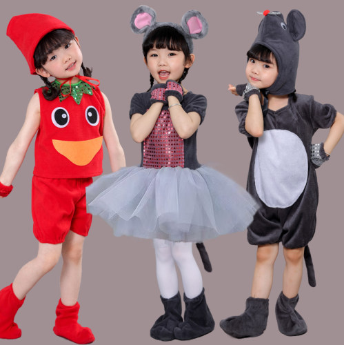 元旦儿童小老鼠吃辣椒演出服
