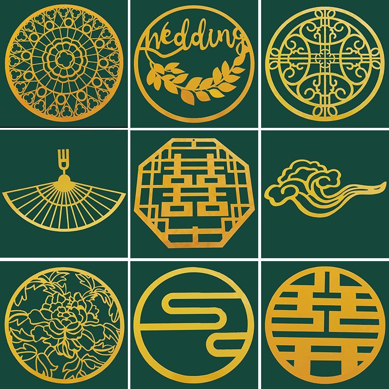 新中式婚礼道具婚礼堂空中吊顶装饰金色铁艺祥云挂件舞台背景布置