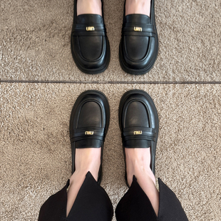 女春秋工作鞋 jk女鞋 一脚蹬乐福鞋 2026新款 英伦黑色小皮鞋 平底单鞋