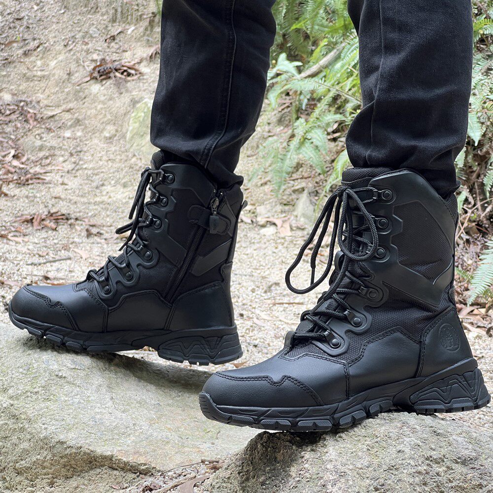 黑色牛皮侧拉链执勤战术靴/飞行靴/沙漠靴高帮男户外登山防滑耐磨,户外/登山/野营/旅行用品,战术靴/飞行靴/沙漠靴,淘宝优惠券,粉丝福利购,淘宝优惠卷