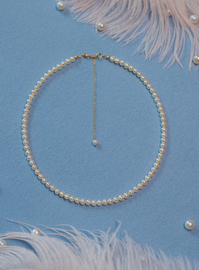 天然小珍珠项链气质女锁骨choker颈链复古可调节年轻奢款时尚饰品