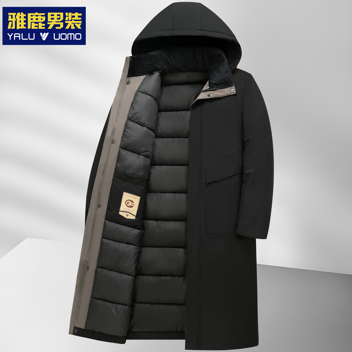 雅鹿男装爸爸冬装外套棉衣2025长款保暖中老年男棉袄棉服派克服