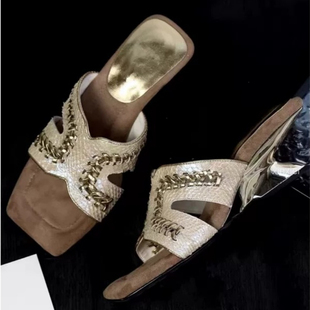 法式绝美h拖鞋女外穿夏巨好看不累脚配裙子高跟鞋2026新款凉拖鞋