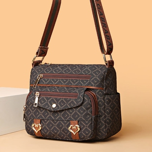 帆布包包女包时尚百搭潮女士休闲旅游单肩斜挎包中年女士妈妈包