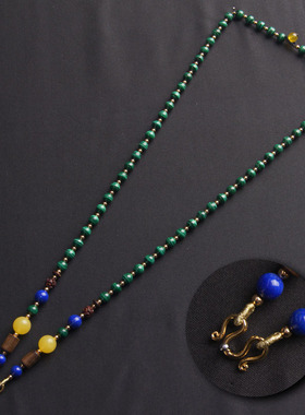 天然孔雀石蜜蜡翡翠挂绳佛牌链子