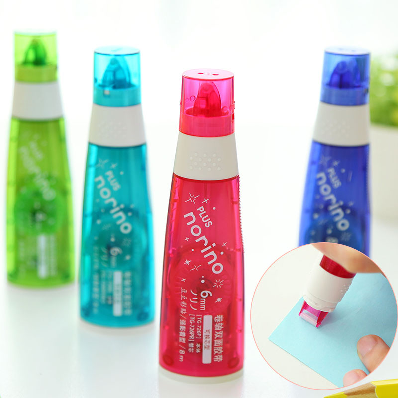 新品包邮 日本plus普乐士点点胶 卷轴双面胶创意小清新文具DIY手