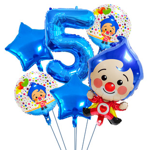 马戏团小丑造型32寸数字气球儿童生日派对装饰游乐园活动布置道具