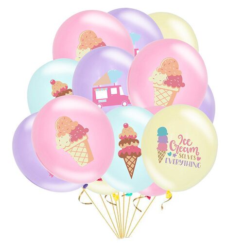 新款冰激凌ice cream卡通主题乳胶气球儿童生日派对场景布置装饰