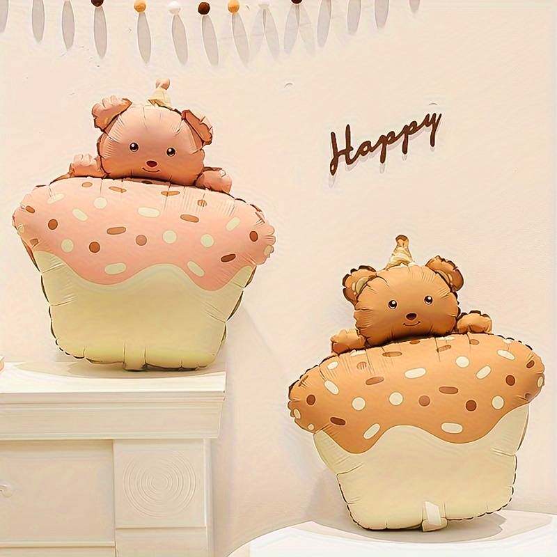 ins韩国复古卡通哑光蛋糕小熊气球儿童生日宝宝派对装饰场景布置