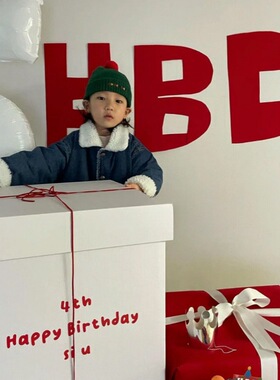 ins红色HBD字母背景墙儿童生日派对装饰场景布置男孩女孩周岁道具