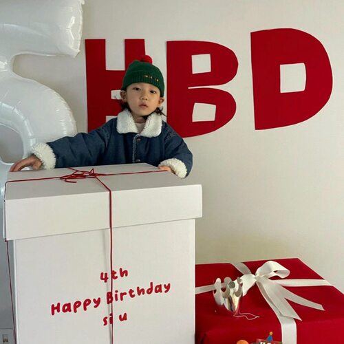 ins红色HBD字母背景墙儿童生日派对装饰场景布置男孩女孩周岁道具