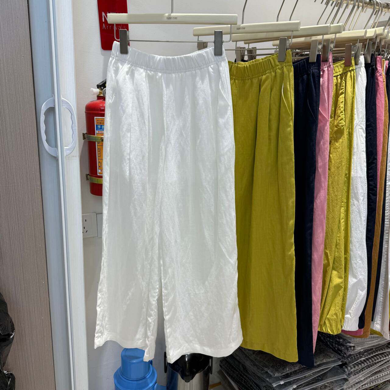 欧洲站2026夏季新款货欧苎麻裤简约高腰显瘦直筒阔腿裤女休闲长裤