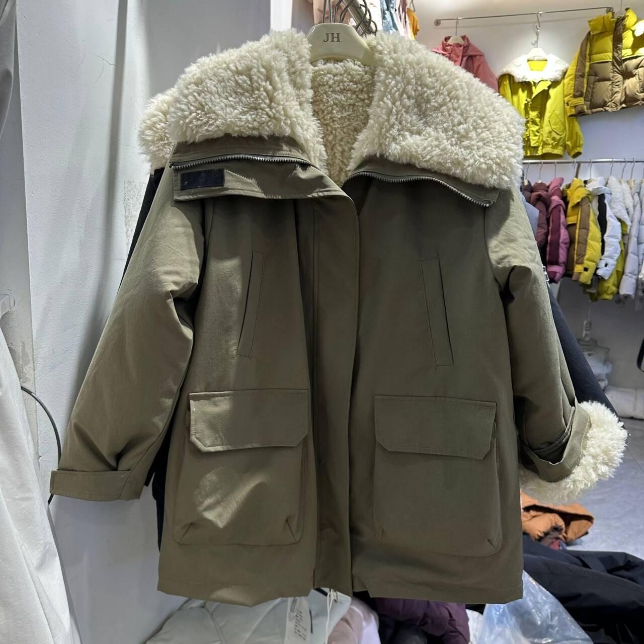 赵露思同款一件过冬内里加厚羊羔绒毛女中长款派克冲锋衣女潮