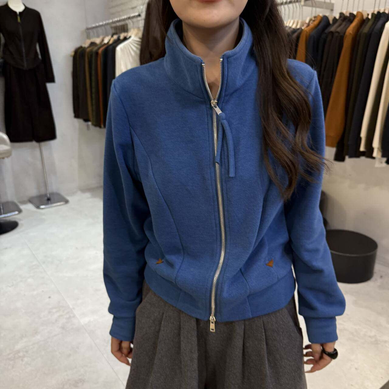 水蓝色空气羊毛绒立领拉链卫衣外套女2026秋冬显瘦休闲运动开衫