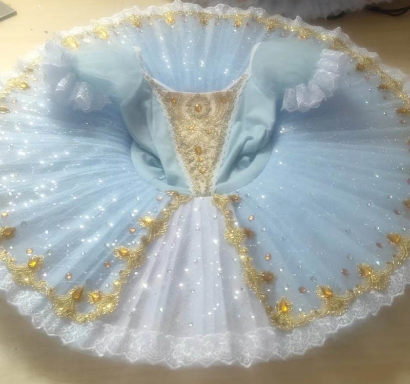 儿童芭蕾舞裙女童浅蓝色亮片TUTU裙机构汇演幼儿园表演服蓬蓬纱裙