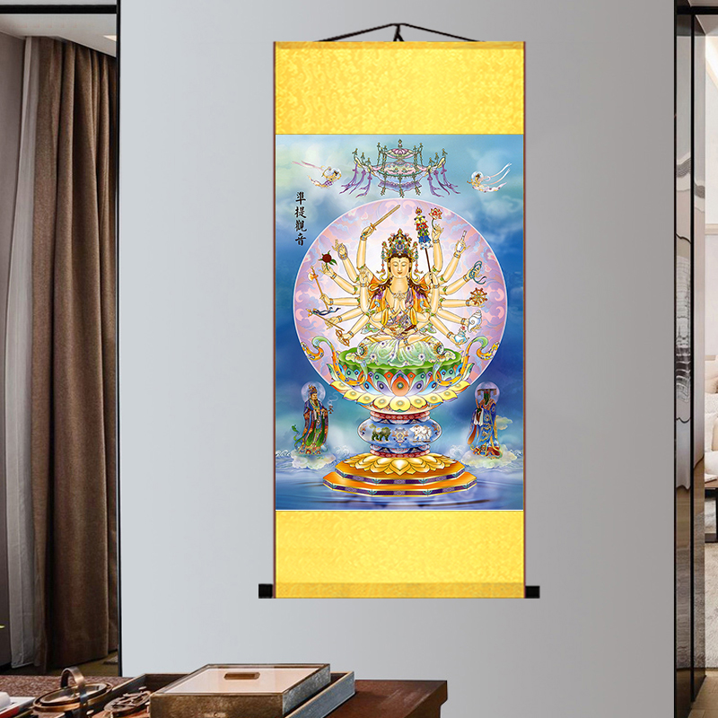 观音菩萨丝绸挂图准提佛母画像