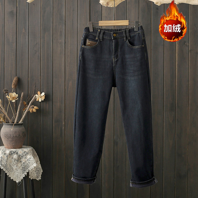 秋冬大码200斤松紧腰牛仔裤