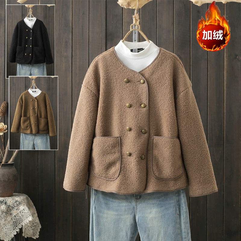 秋冬200斤加绒加厚羊羔绒外套