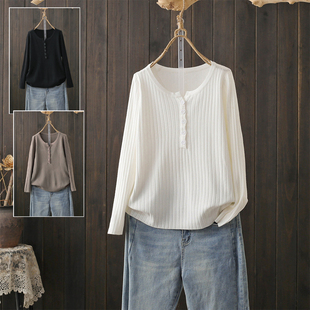 内搭毛衣针织衫 秋冬大码 显瘦长袖 打底衫 上衣潮 200斤胖mm洋气时尚